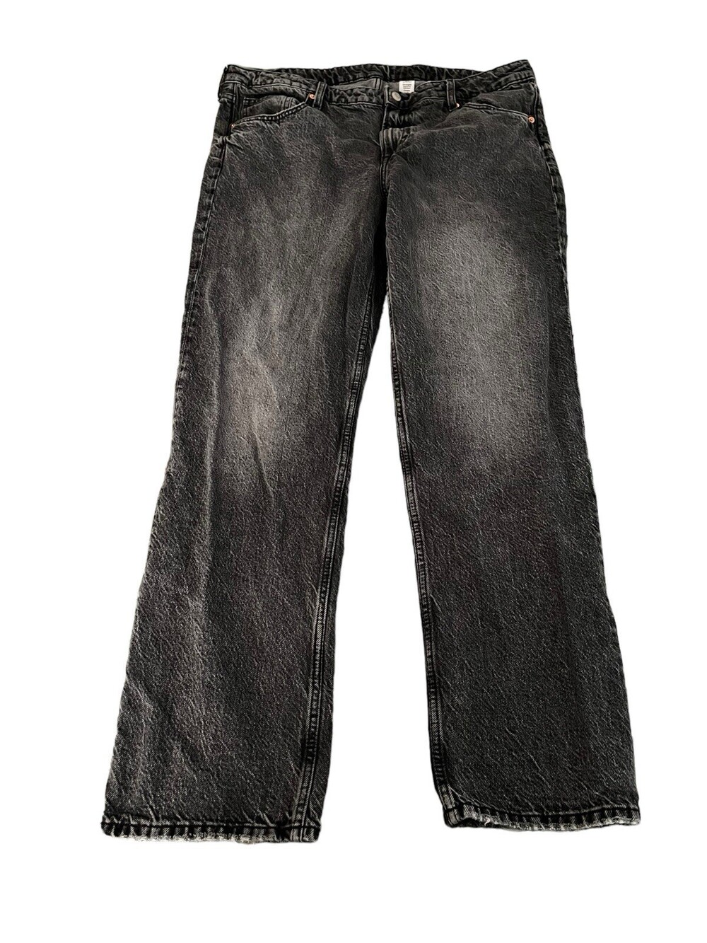 H&M Womens Size 18 US Black Denim Mom Jeans Pants Straight Mid Waist Regular Fit